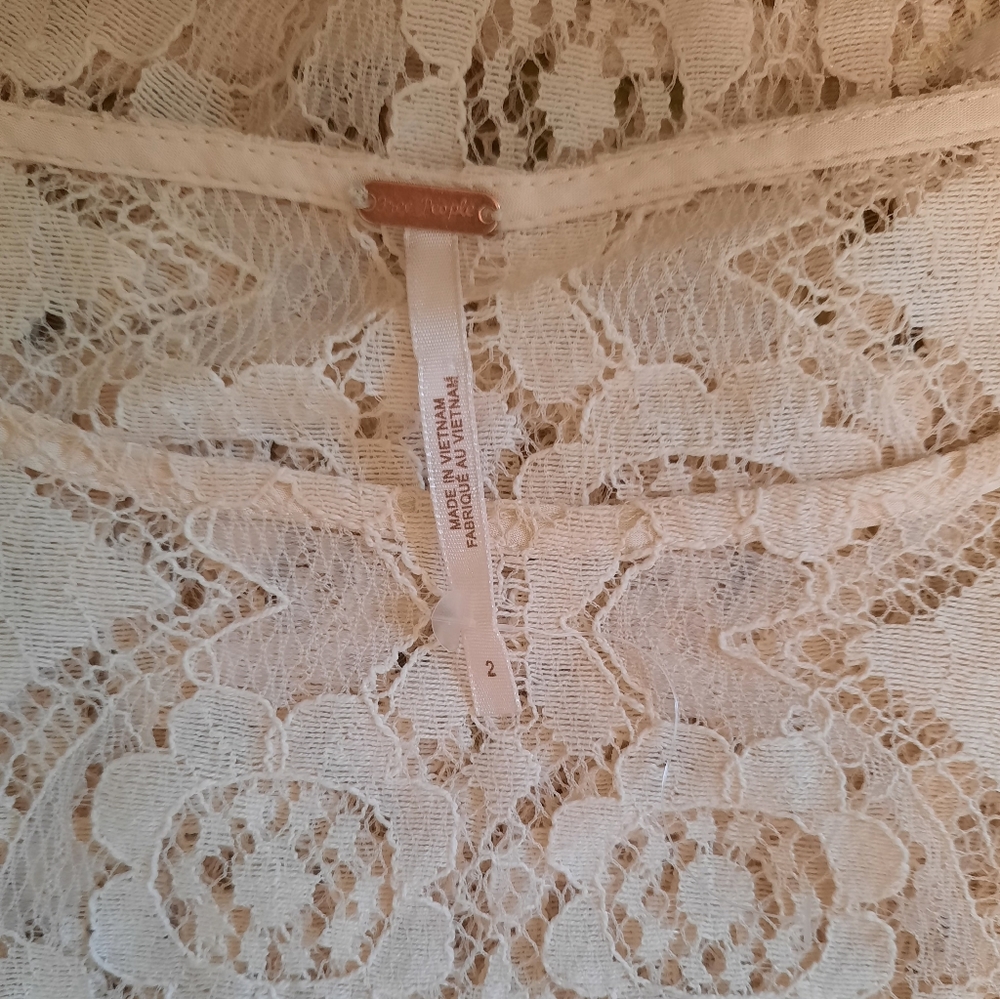 Free people lace ecru cream cotton 2 Pc dress sz 2 NWOT *Z - Picture 7 of 11
